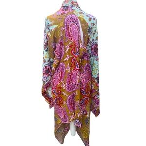 Free People Little Wing Mix Print Kimono Boho Duster Robe OS Floral Colorful